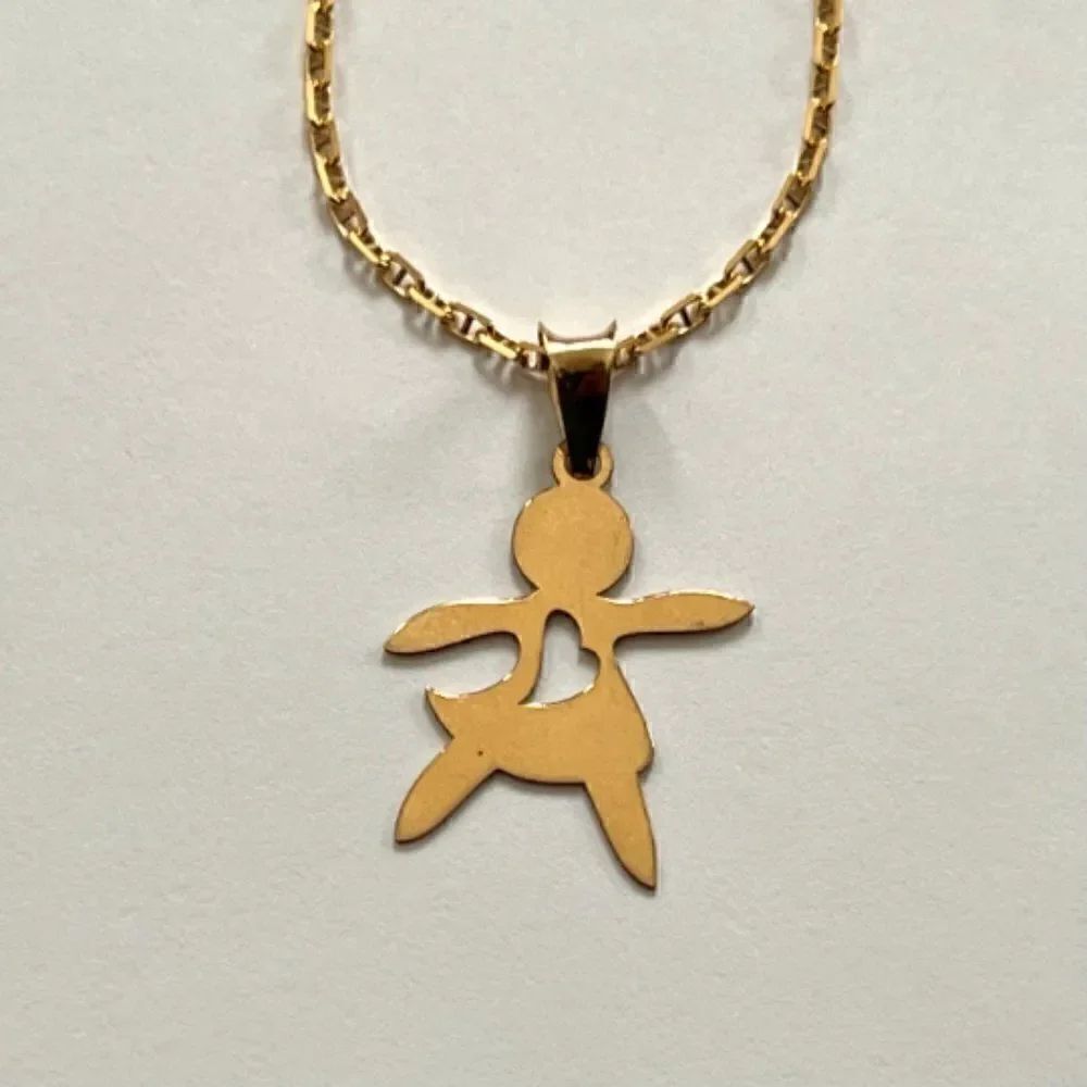 14k Solid Gold Little Girl Charm Pendant - Minimalist Jewelry Gift for Sister |